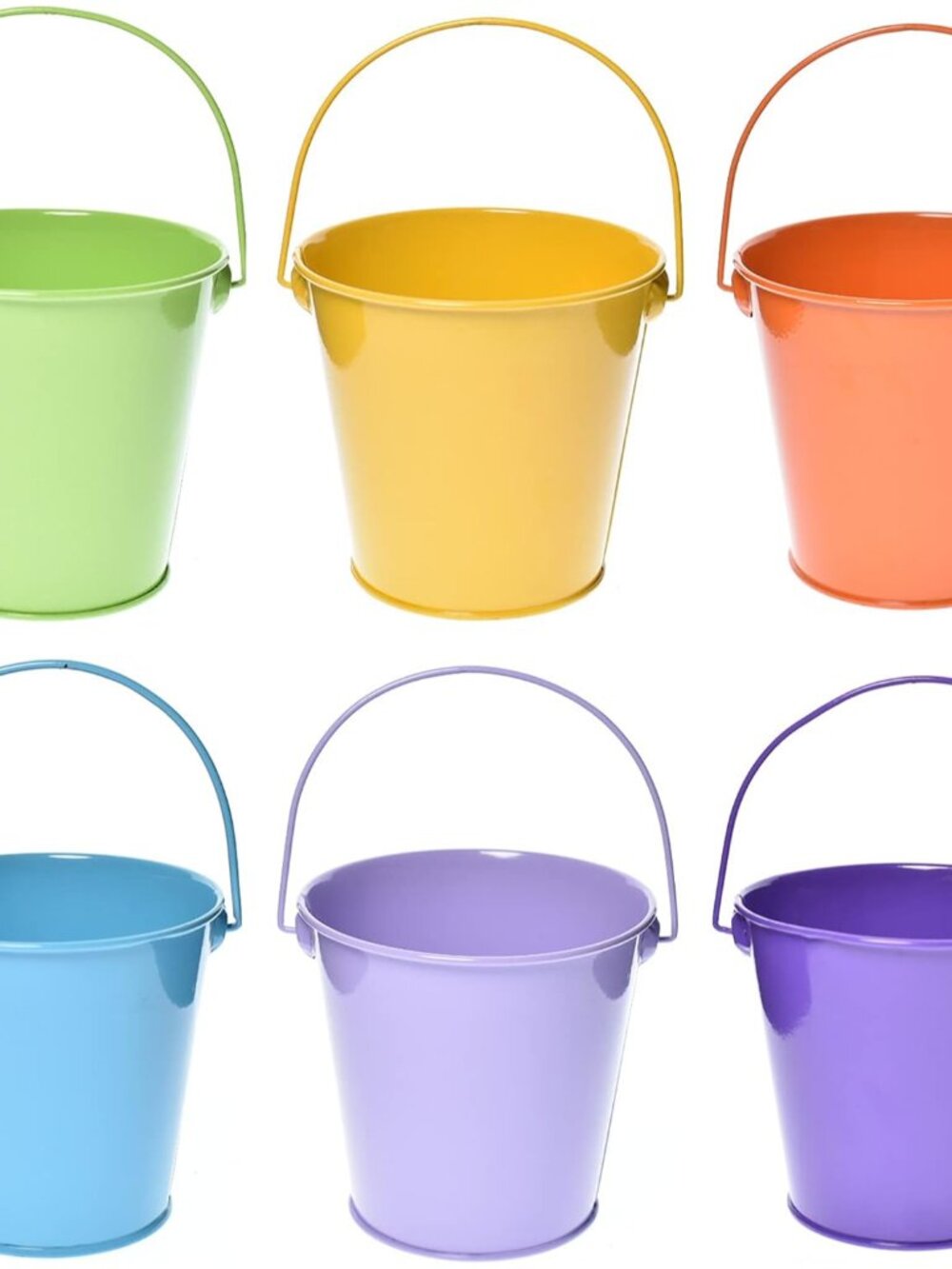 Small Metal Buckets with Handle, 6 Pack 4.3 inch Colored Galvanized Bucket for K
